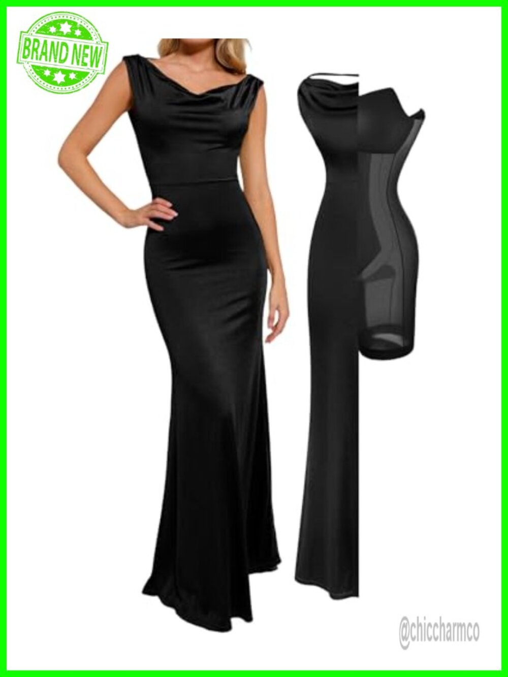 Shapewear Maxi Dress Sleeveless Formal Shimmer Bodycon Fishtail Gown